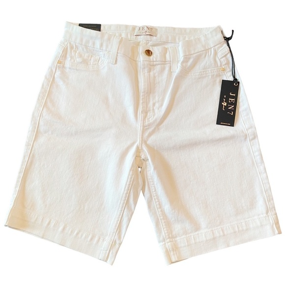 Jen7 7 For All Mankind 7FAM White Denim Bermuda Shorts Size 6 New NWT - Picture 1 of 7